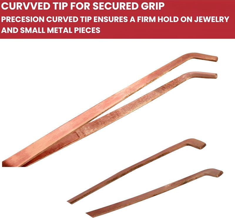 TAURISH Copper Tongs 8.5 inches Curved Tip Ideal for Jewelry Making, Soldering, Acid Baths & Pickling Tools - Image 3